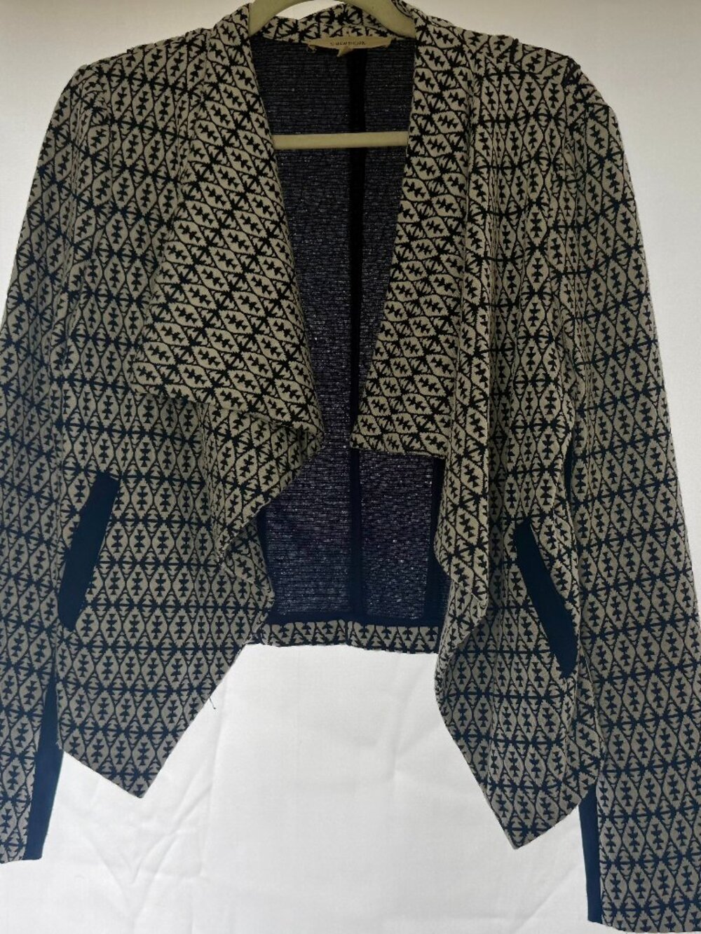 Stitch Fix 41 Hawthorn Draped Open Front Jacket Geometric Lightweight Size M